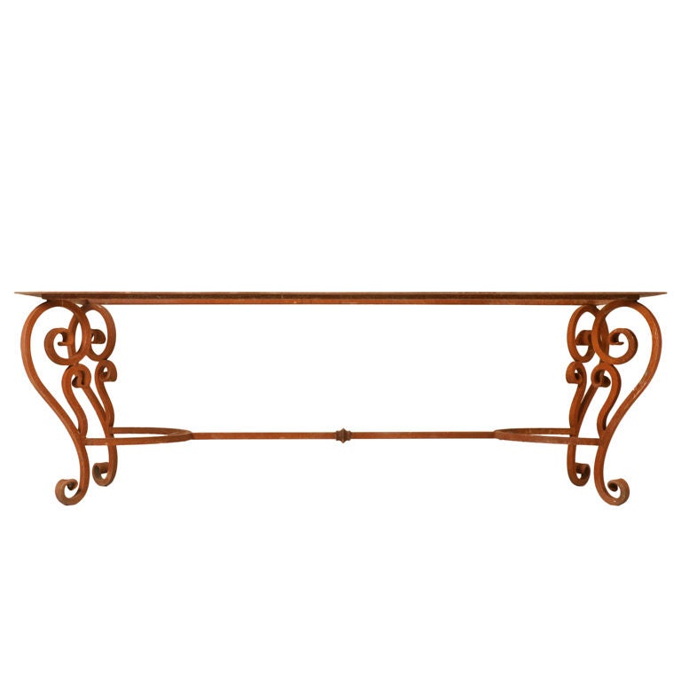 Vintage Scrolled Hand Wrought Iron Table Base w/Rusty Finish