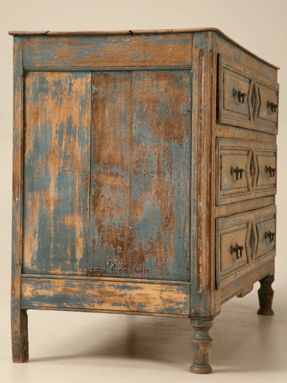 Exquisite 18th C. French Directoire Paint-worn 3 Drawer Commode
