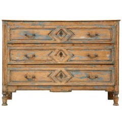 Exquisite 18th C. French Directoire Paint-worn 3 Drawer Commode