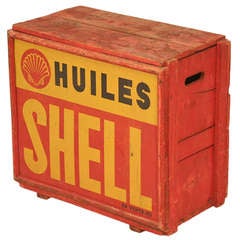 c.1938 "Shell Oil" Advertising Crate w/Handles & Hinged Top