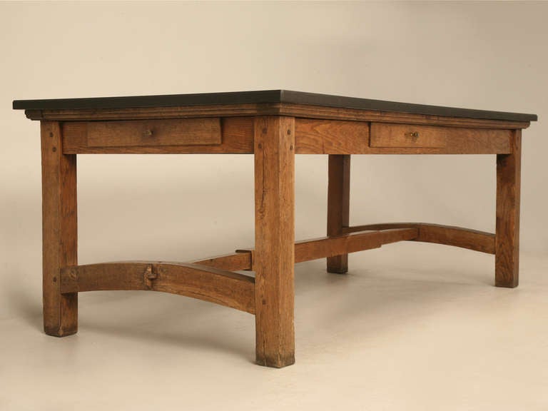 19th Century Early 19th C. French Solid Oak Provencal Bakery Table w/ Slate Top