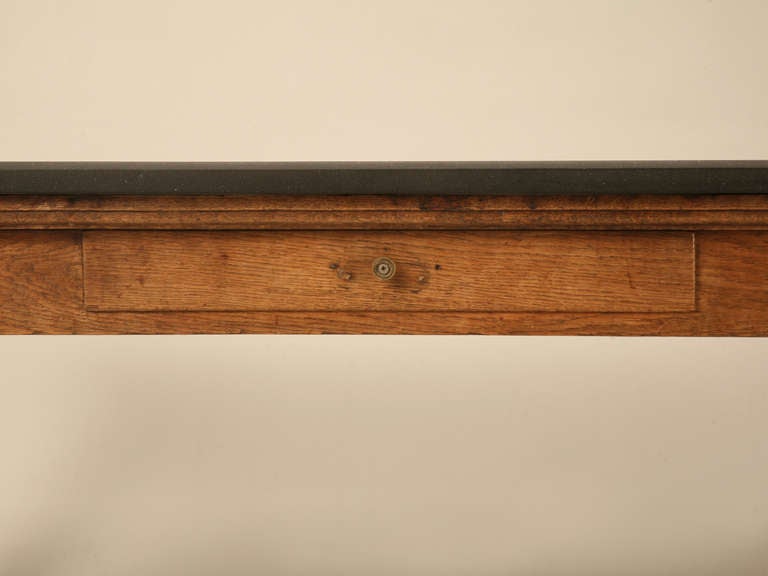 Early 19th C. French Solid Oak Provencal Bakery Table w/ Slate Top 2