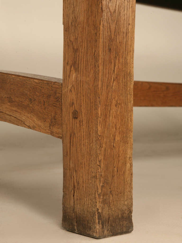 Early 19th C. French Solid Oak Provencal Bakery Table w/ Slate Top 3