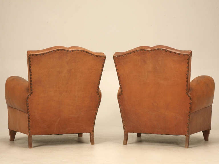 Fully Conserved Pair of Original 1930's French Moustache Back Club Chairs 3