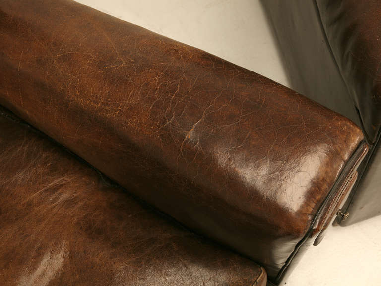 French Leather Club Chairs in Original Leather, circa 1930s 2