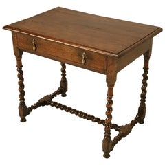 English Country Style Barley Twist Writing Desk or End Table, circa 1700's