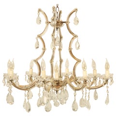 Lustre espagnol de style baroque, en laiton et cristal, circa 1930