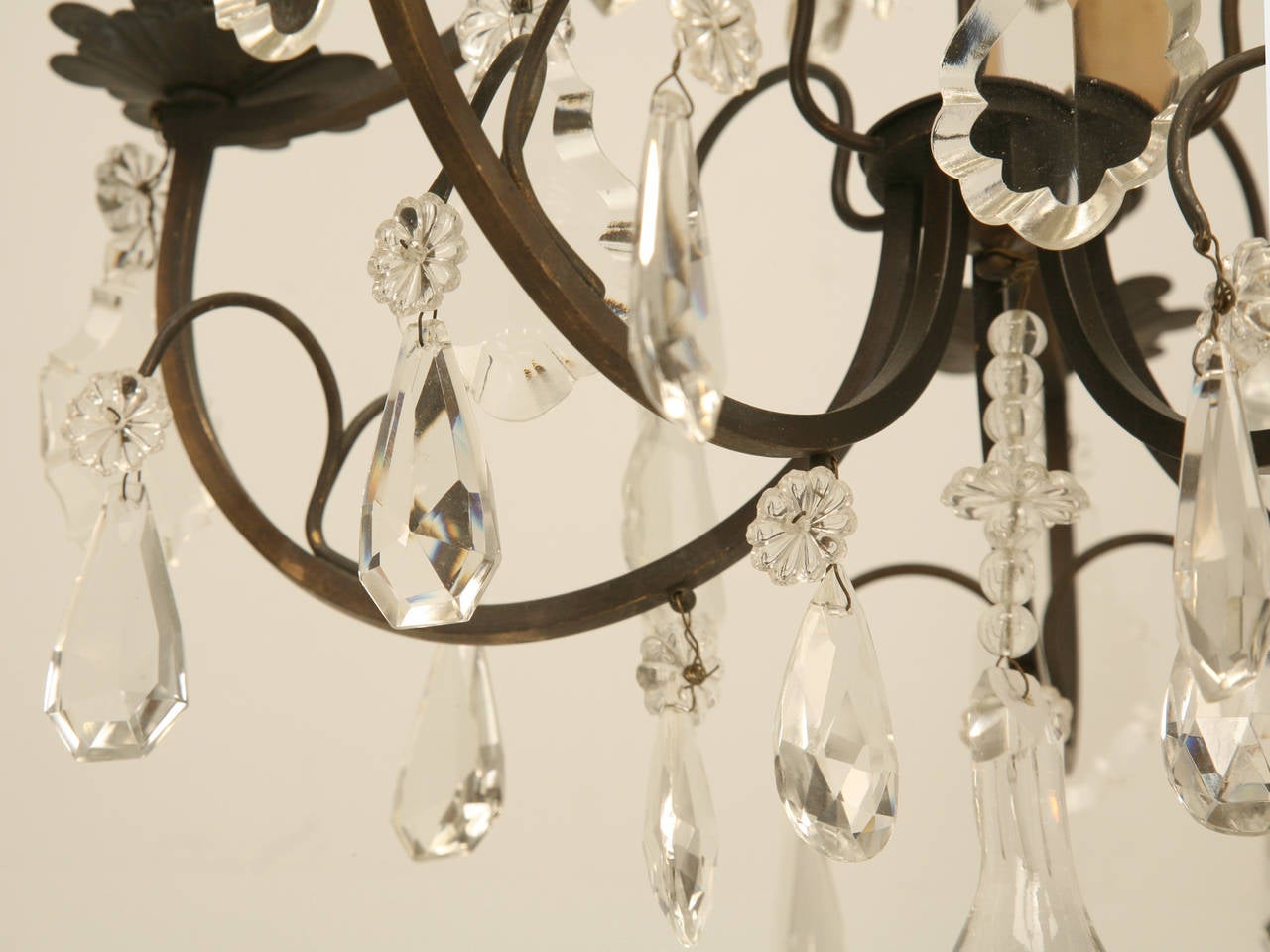 Mid-20th Century French Vintage Five-Light Bronze Chandelier For Sale