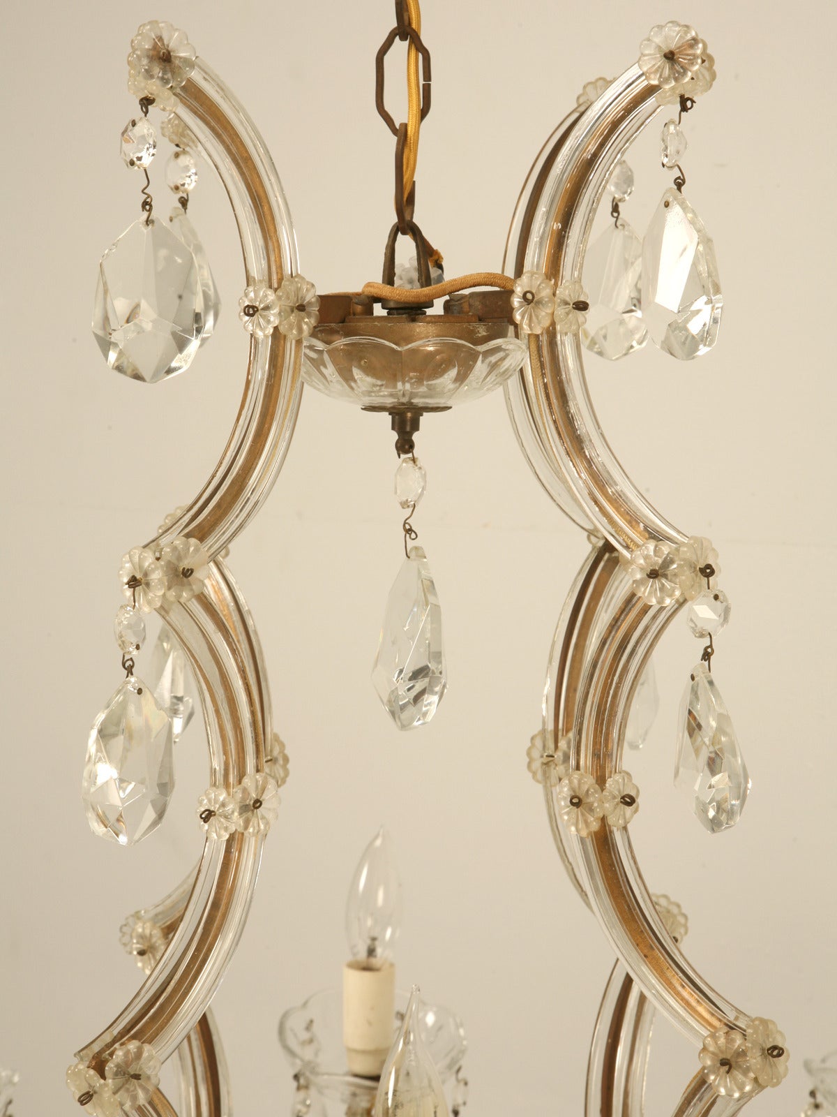 Baroque Lustre espagnol de style baroque, en laiton et cristal, circa 1930 en vente