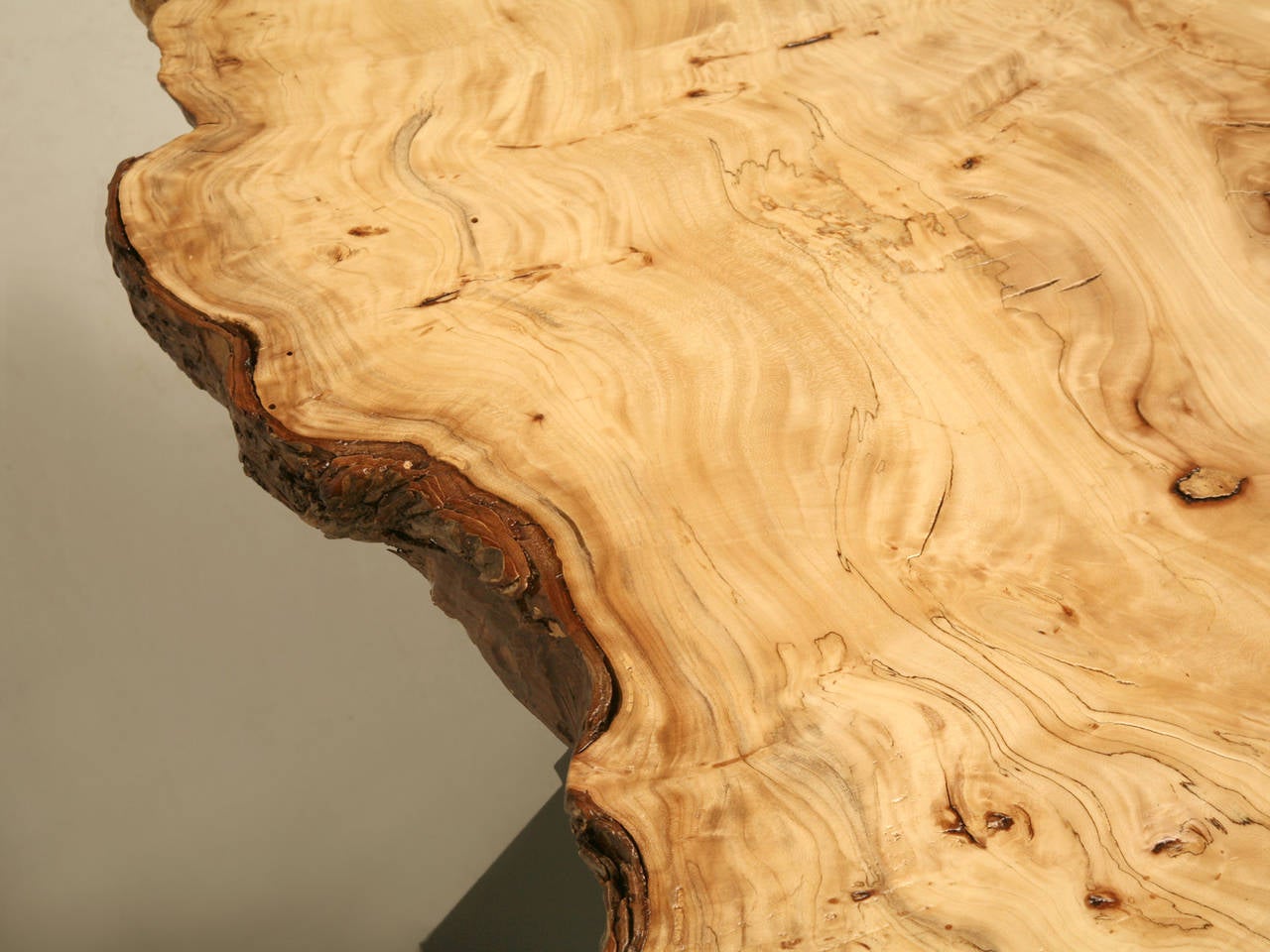 Hand-Crafted French Burl Elm Slab Dining Table, or Desk For Sale