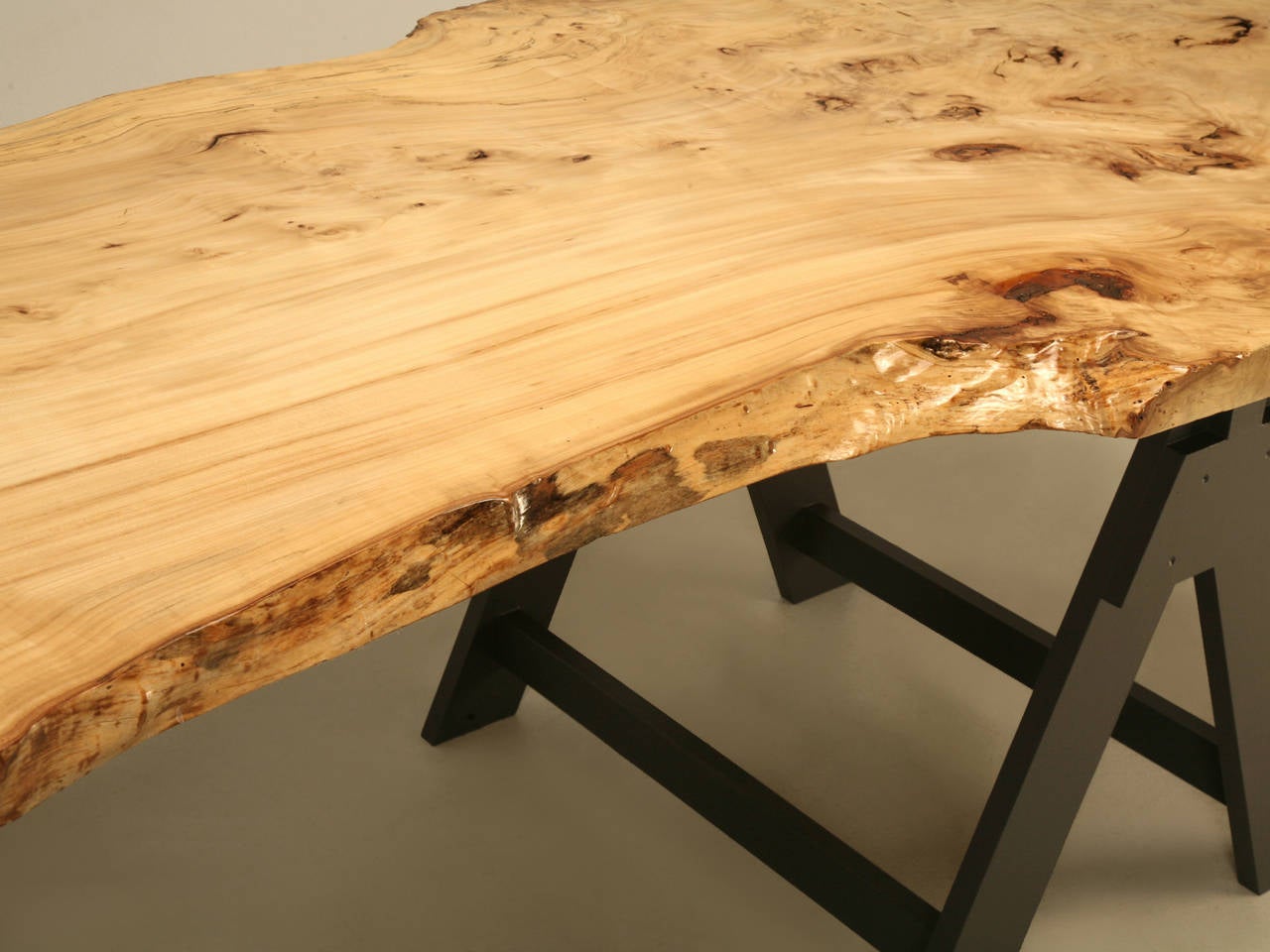 French Burl Elm Slab Dining Table, or Desk In Excellent Condition For Sale In Chicago, IL