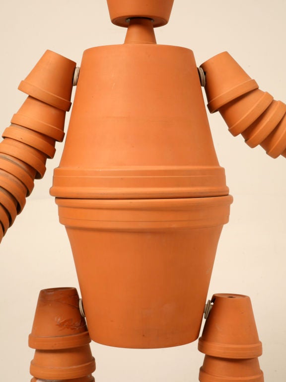 Vintage English Terra-Cotta Pot Man Sculpture for Home, Garden Cty Staffordshire In Good Condition For Sale In Chicago, IL