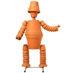 Vintage English Terra-Cotta Pot Man Sculpture for Home or Garden 9