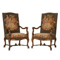 Magnifique paire de chaises trônes rococo françaises antiques