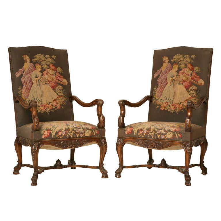 Magnificent Pair of Antique French Rococo Throne Chairs at 1stDibs