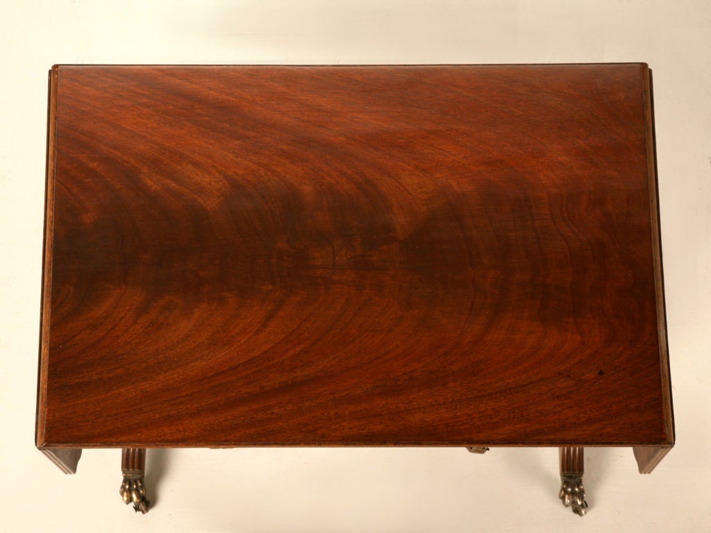 Petite Vintage English Mahogany Drop Leaf Coffee Table w/Drawers