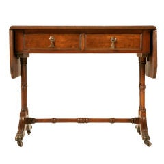 Petite Antique English Mahogany Drop Leaf Coffee Table w/Drawers