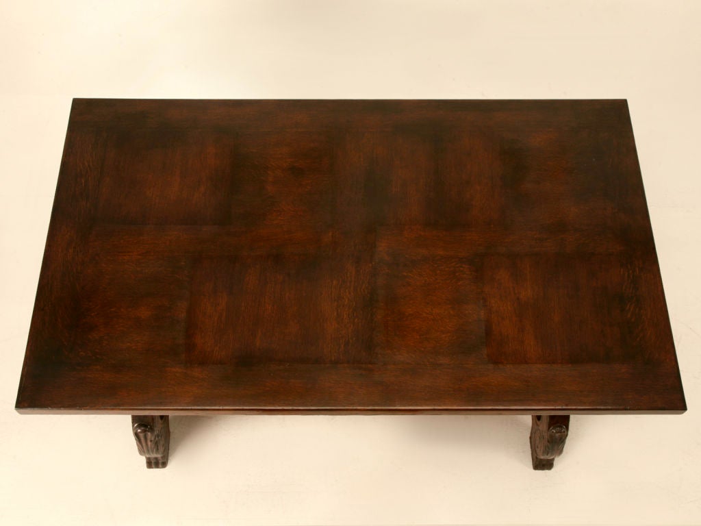 Outstanding Vintage Spanish Oak Draw-Leaf Dining Table
