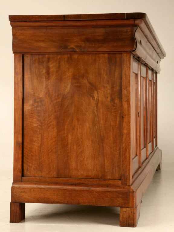 Orig. Antq. French Louis Philippe 3 over 4 Figured Walnut Buffet