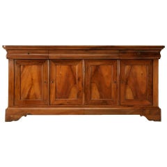 Orig. Antq. French Louis Philippe 3 over 4 Figured Walnut Buffet