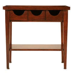 Petite French Mahogany Tapered Leg Table w/3 Drawers