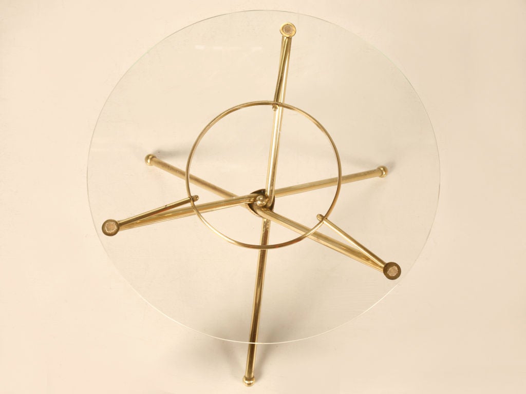 French 1940's Brass & Glass Neoclassical Table