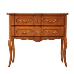 Striking Petite French Cherry Louis XV 2 Drawer Commode-Signed