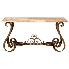 Outstanding Vintage French 40's Iron & Stone Console/Sofa Table 8