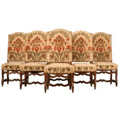 Set-6 Wide Antique French Walnut Louis XIII/Os de Mouton Chairs