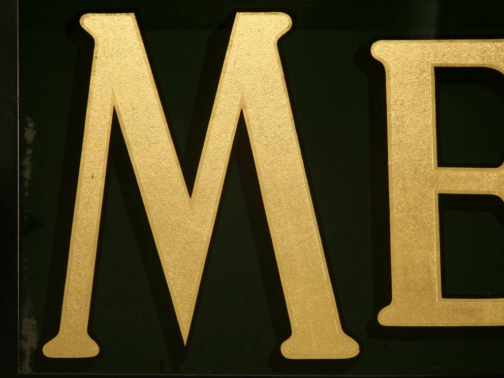 Antique English Reverse Painted & Gilded "Meadow" Sign