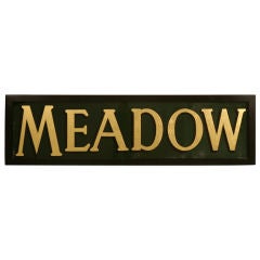 Antique English Reverse Painted & Gilded "Meadow" Sign