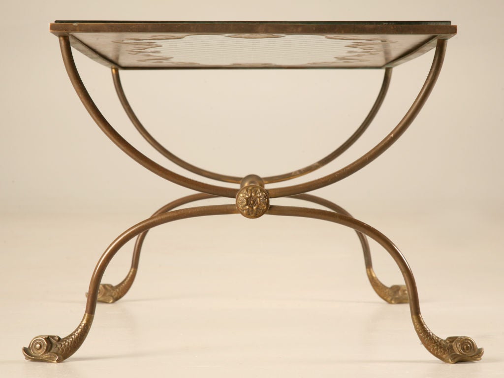 French 1940s Églomisé Cocktail or Coffee Table with Fish Feet 1