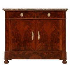 Petite Antique French Louis Philippe Flame Mahogany 2 Drawer over 2 Door  Buffet