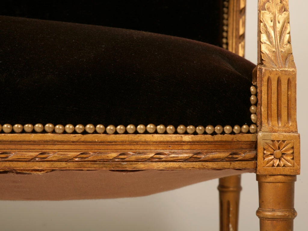 Spectacular Antique French Louis XVI Gilt Settee w/Mohair 5