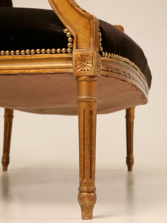 Spectacular Antique French Louis XVI Gilt Settee w/Mohair 6