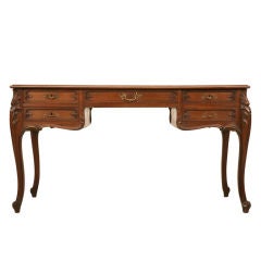 Spectacular Vintage French Louis XV Figured Walnut Desk/Vanity