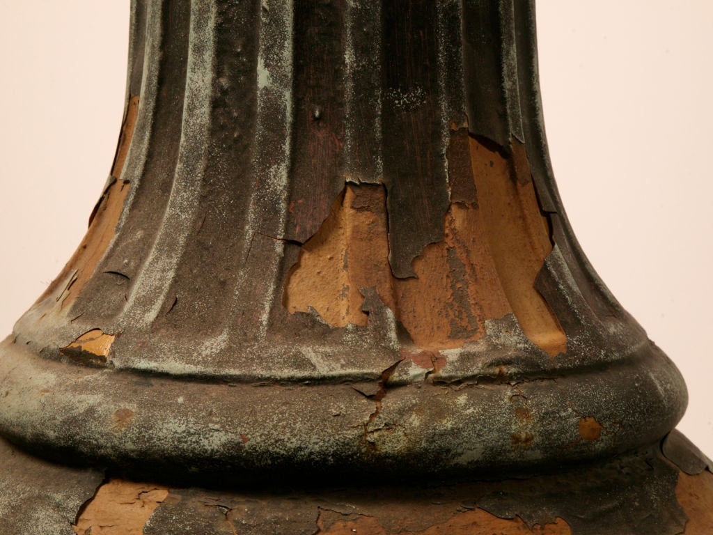 1 of 3--Original 14' Antiq. Cast Iron Street Lamps w/Copper Tops 2