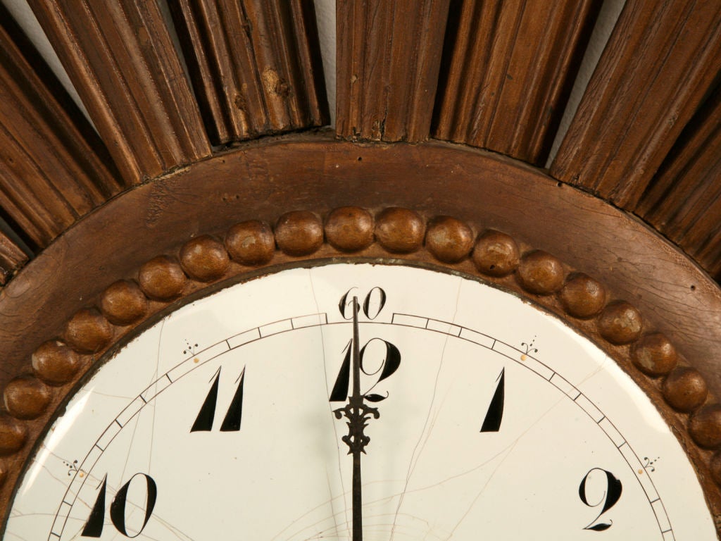 French Sunburst Clock with Porcelain Face In Good Condition In Chicago, IL