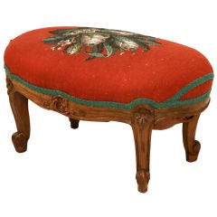 Outstanding Antique French Hand-Beaded Footstool