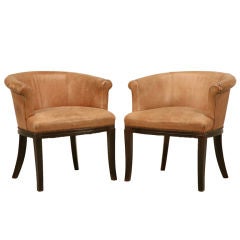 Dynamite Pair of  1940's French Ultra Comfortable Leather Chairs