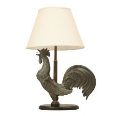 Exquise lampe française ancienne en cuivre en forme de coq (girouette)