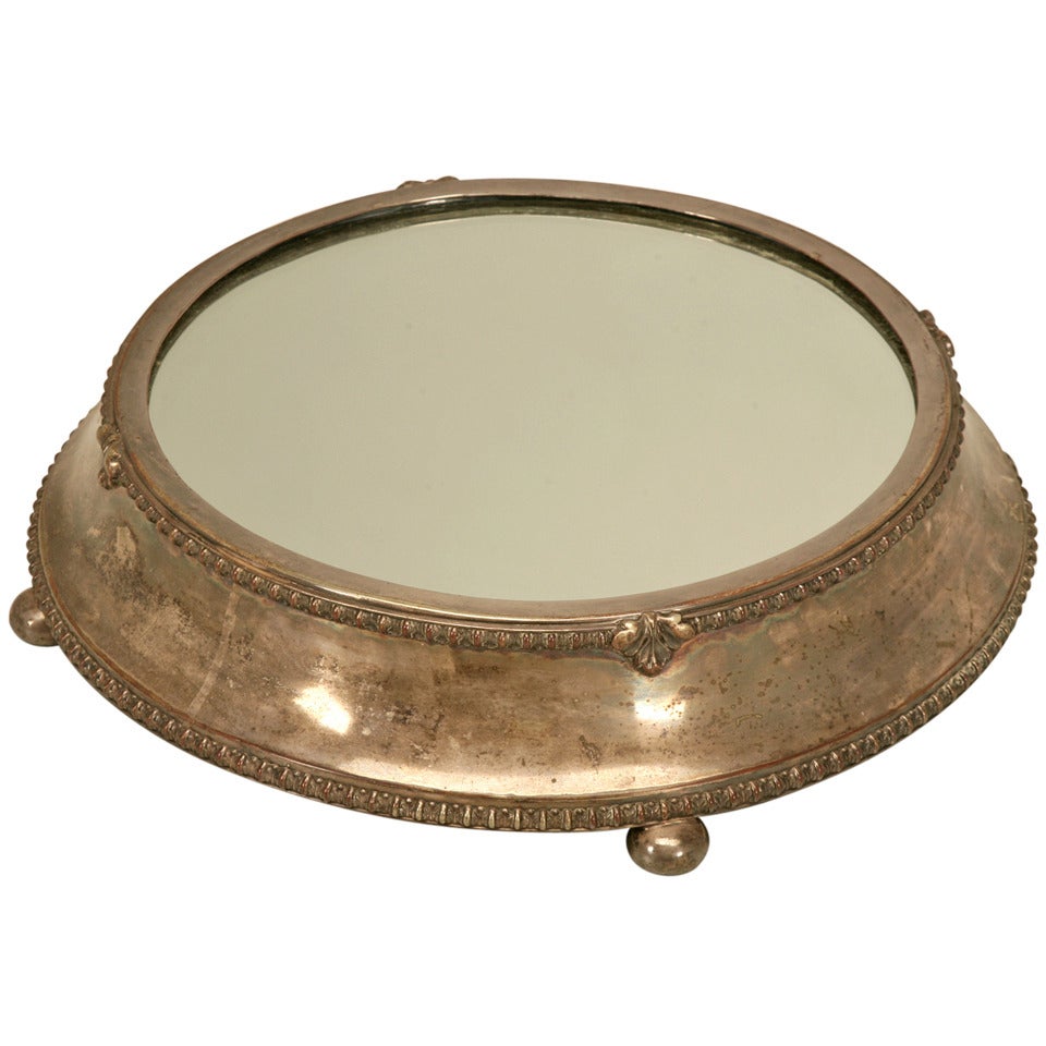 Large Antique English Silver Plated Mirror Plateau by Fenton Bros. Ltd