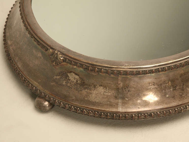 19th Century Large Antique English Silver Plated Mirror Plateau by Fenton Bros. Ltd