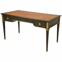 French Ebonized Directoire Style Mahogany Desk