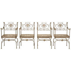 Vintage Steel Garden Chairs, Set of Four