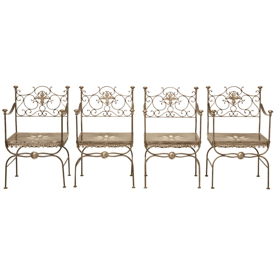 Vintage Steel Garden Chairs, Set of Four