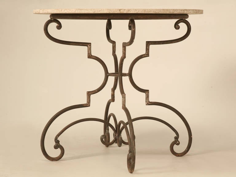 20th Century Vintage French Stone and Iron Petite Table