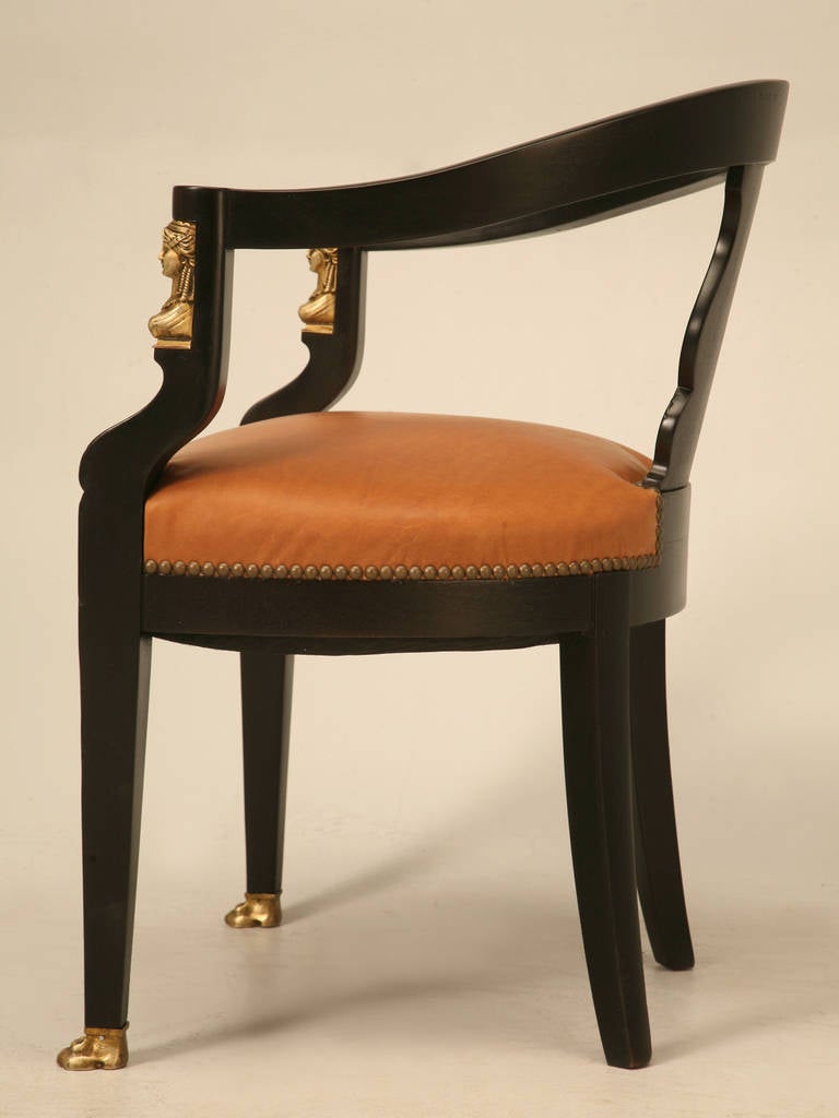 French Egyptian Revival Ebonized Desk Chair, circa 1890  5