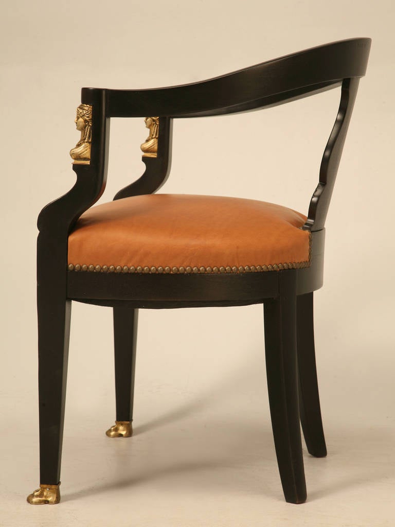 French Egyptian Revival Ebonized Desk Chair, circa 1890 at 1stDibs