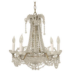 Vintage Italian Beaded Five-Arm Chandelier in the Style of Maison Baguès